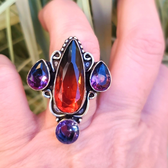 New Bi-Color Tourmaline 925 Silver Statement Ring. - Picture 2 of 16